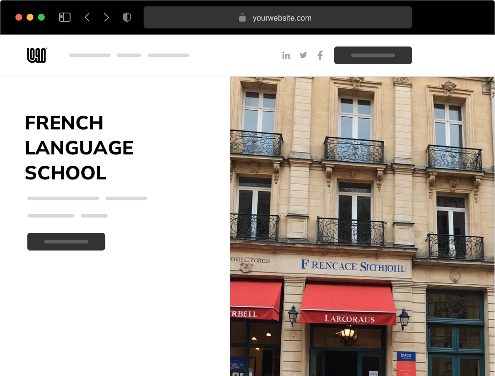 a French language school website example