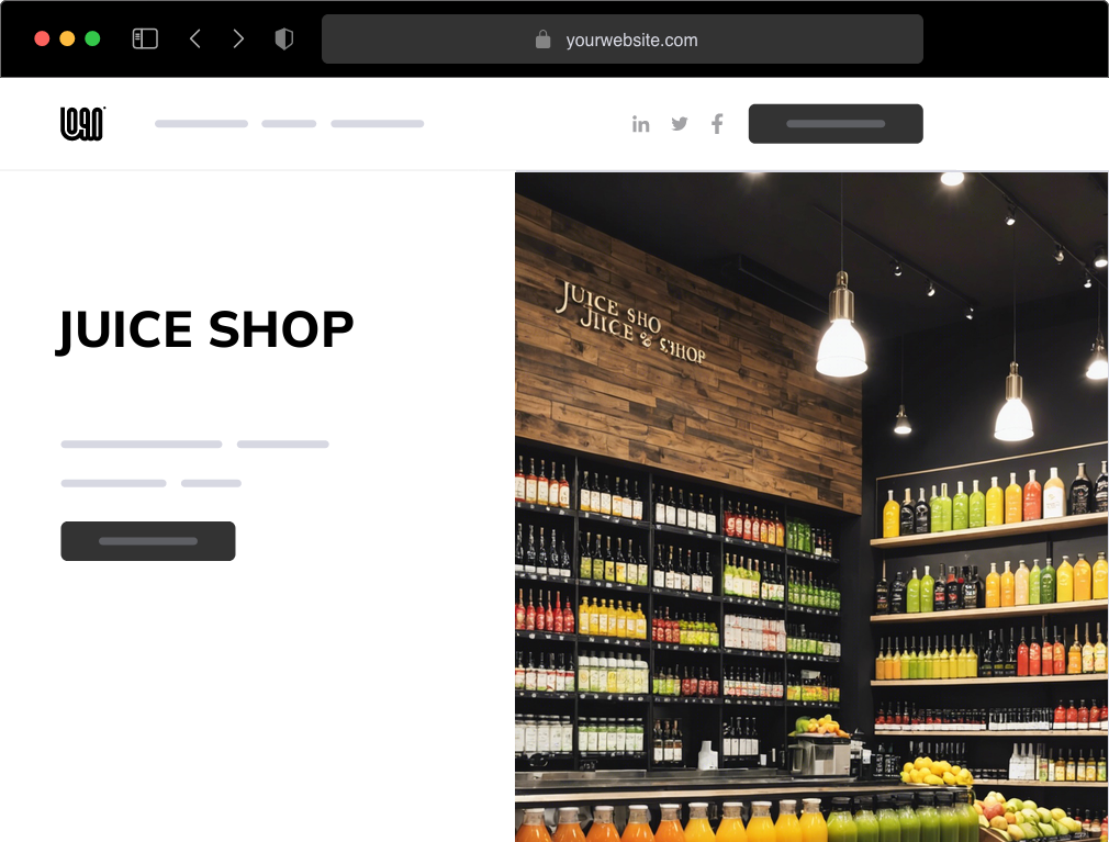 a juice shop website example