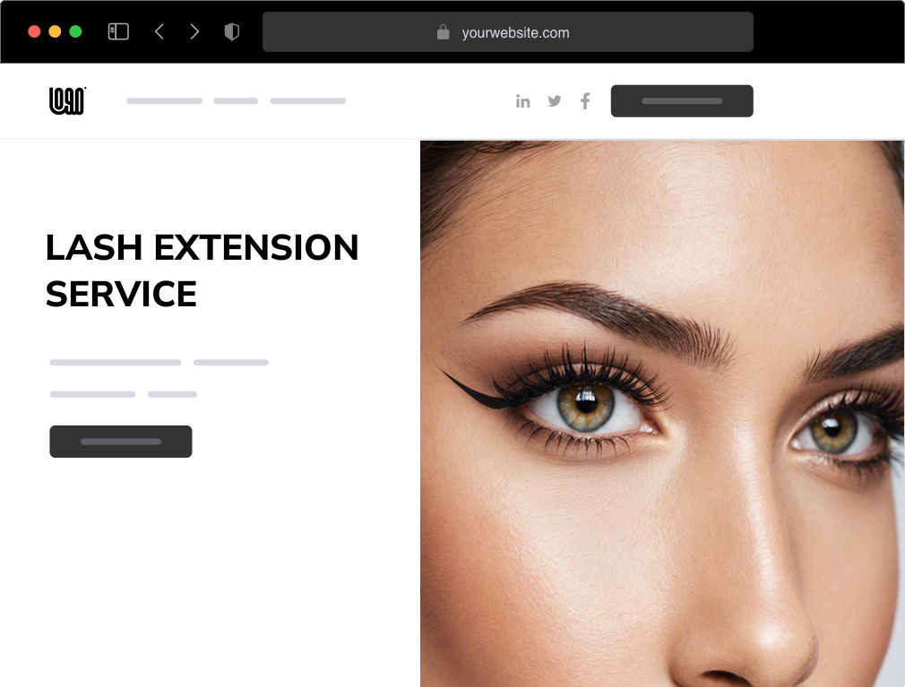 a lash extension service website example