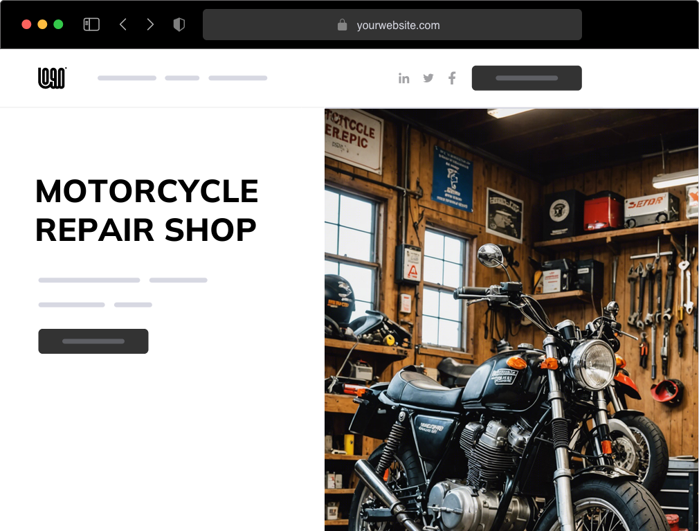 a motorcycle repair shop website example