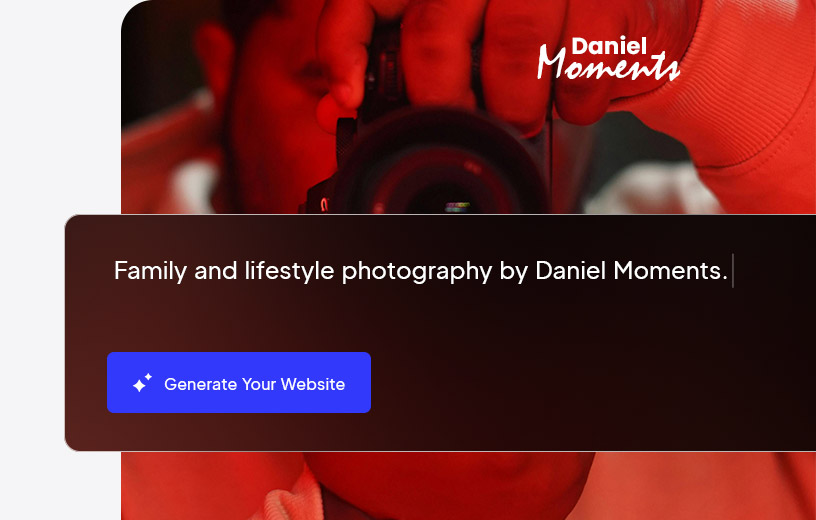 Image showcasing describing the photography business to generate a website.