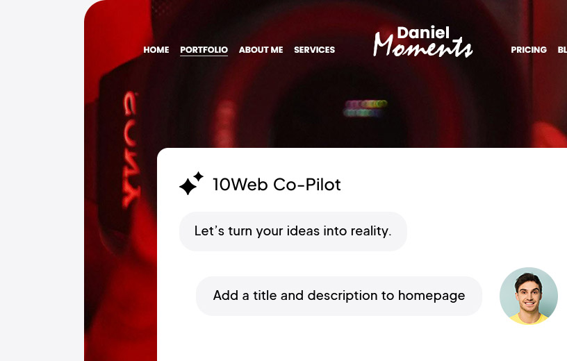 Generated photography website with AI