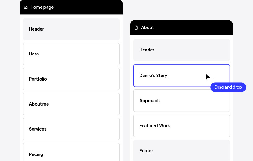 Generated photography website layout structure.