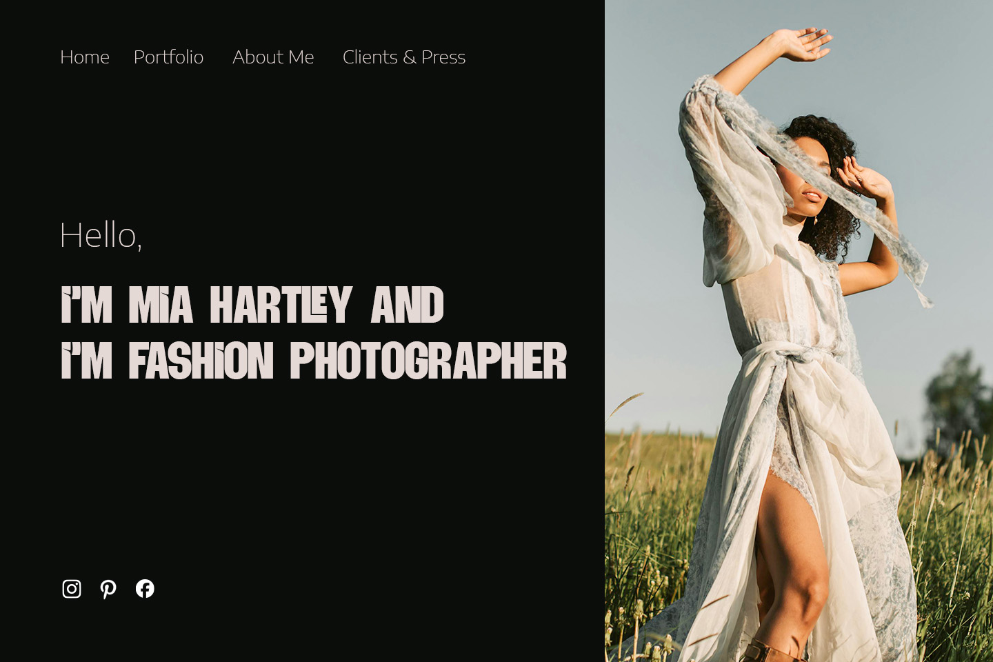 Photography website example