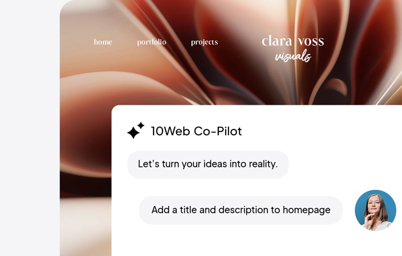 Image of editing the generated website with AI Co-Pilot.