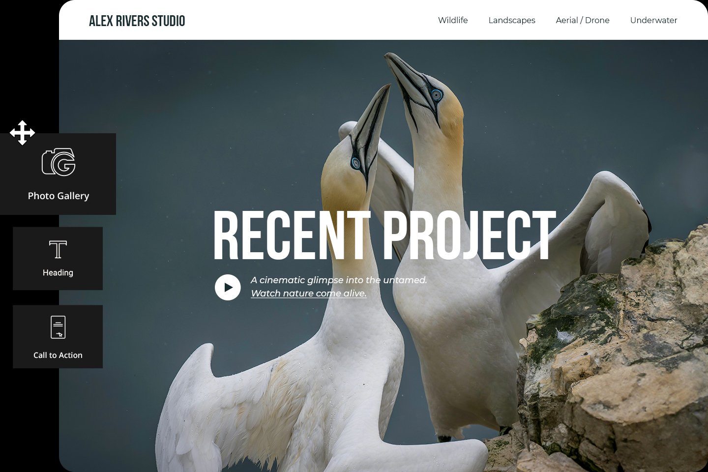 Hero image of a portfolio website