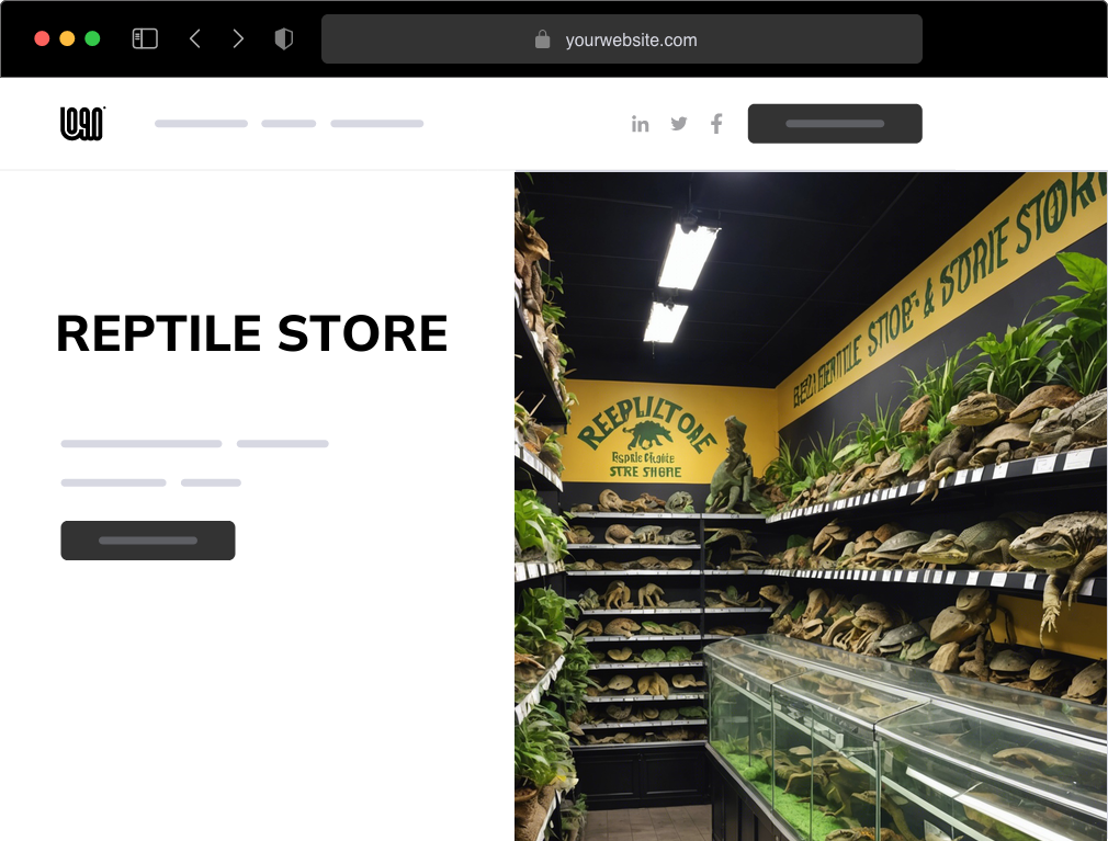 a reptile store website example