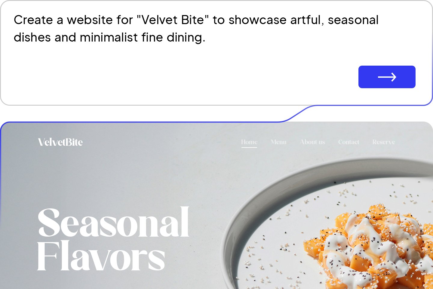 Image for restaurant website design with AI.