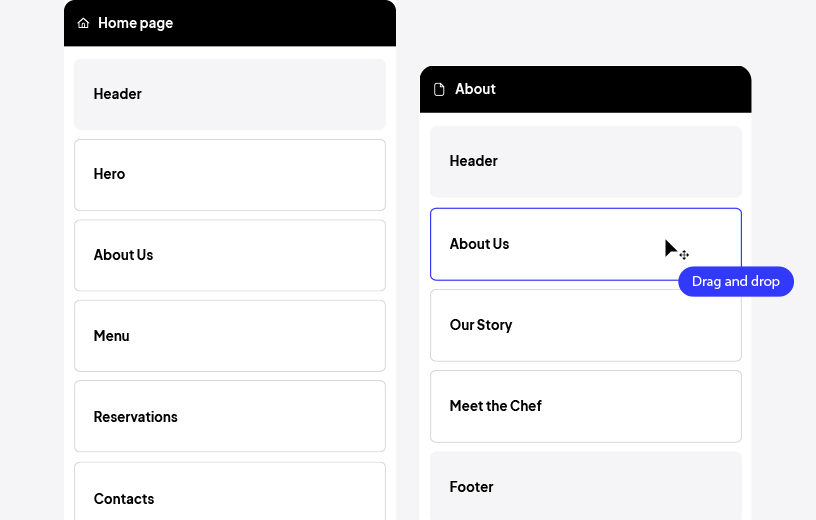 Image showcasing the generated restaurant website layout structure.