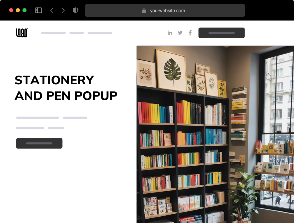 a stationery and pen popup shop website example