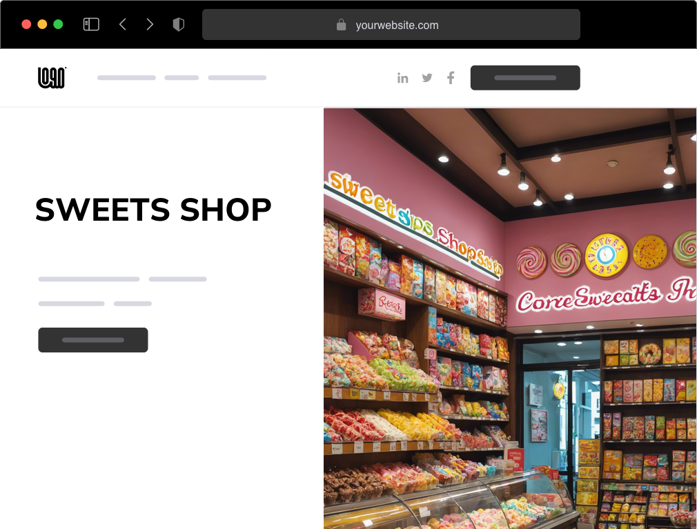 a sweets shop website example