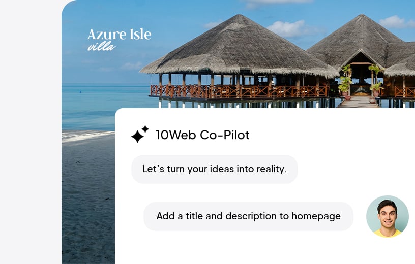 Image of editing the generated website with AI Co-Pilot.