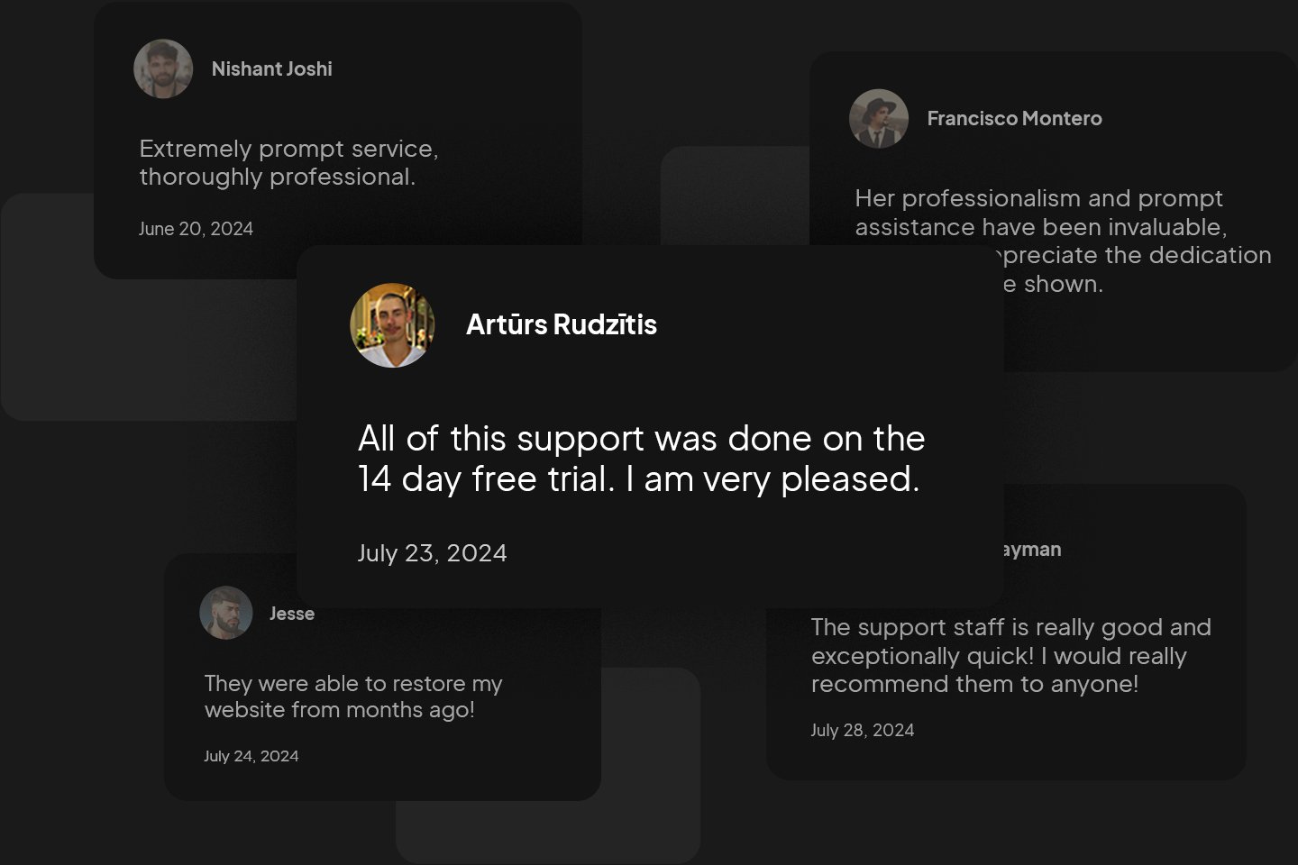 Customer support section banner.