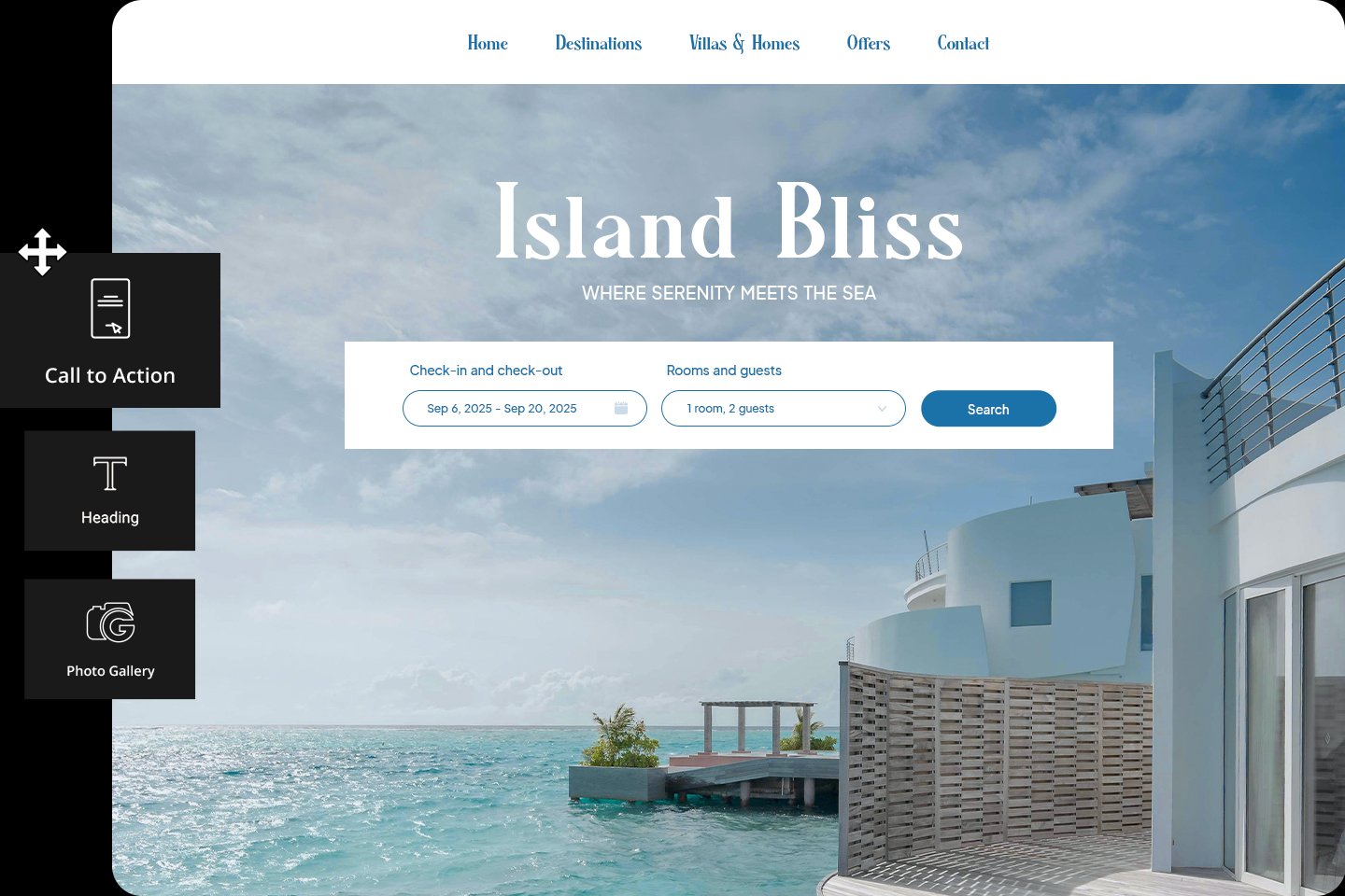 Hero image of a vacation rental website.