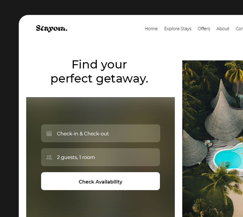 Vacation rental website with booking system integration.