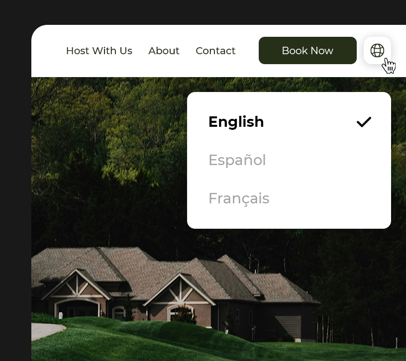 Vacation rental website with multilingual support.