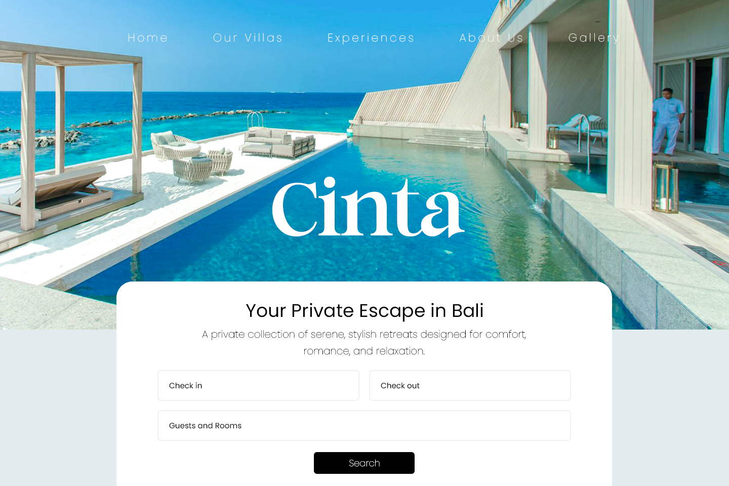 Vacation rental website example.