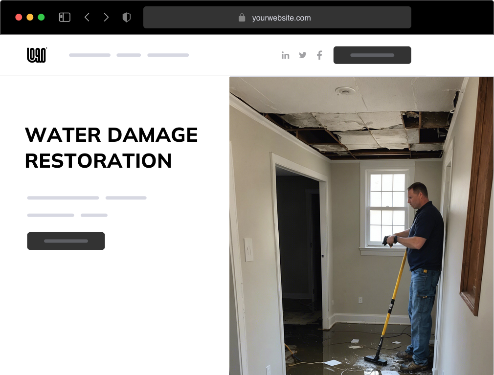 a water damage restoration service website example