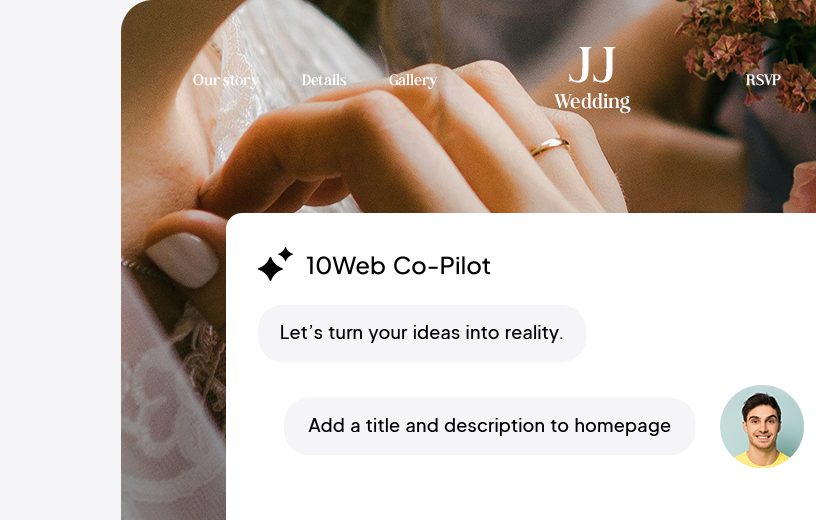 Image of editing the generated website with AI Co-Pilot.