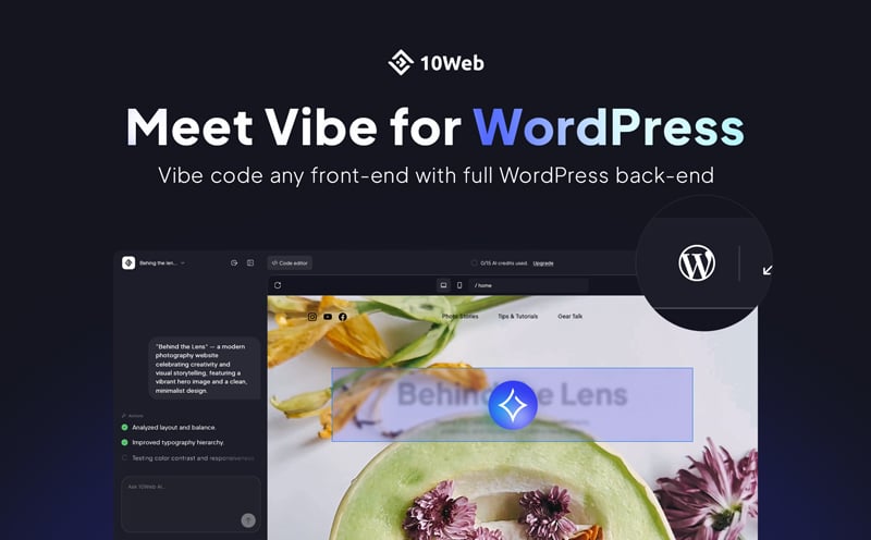 10Web Unveils First AI-Powered Vibe Coding Frontend Builder with Complete WordPress Backend