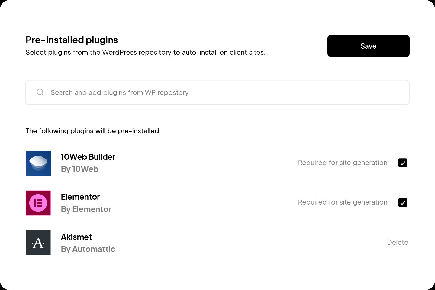 Pre-installed plugins