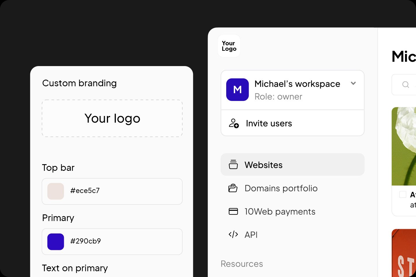 Fully branded dashboard