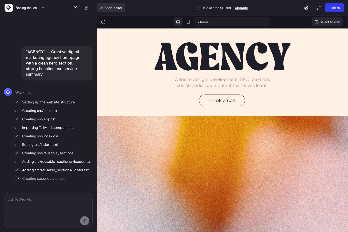 Create a website with AI.
