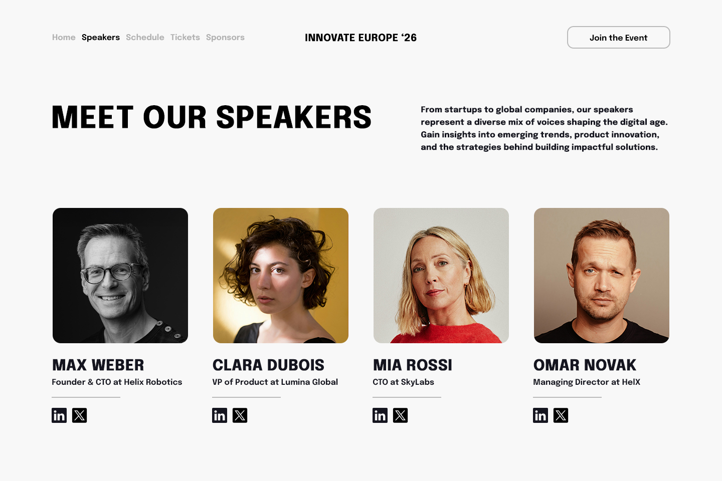 Promote speakers, sessions, and schedules