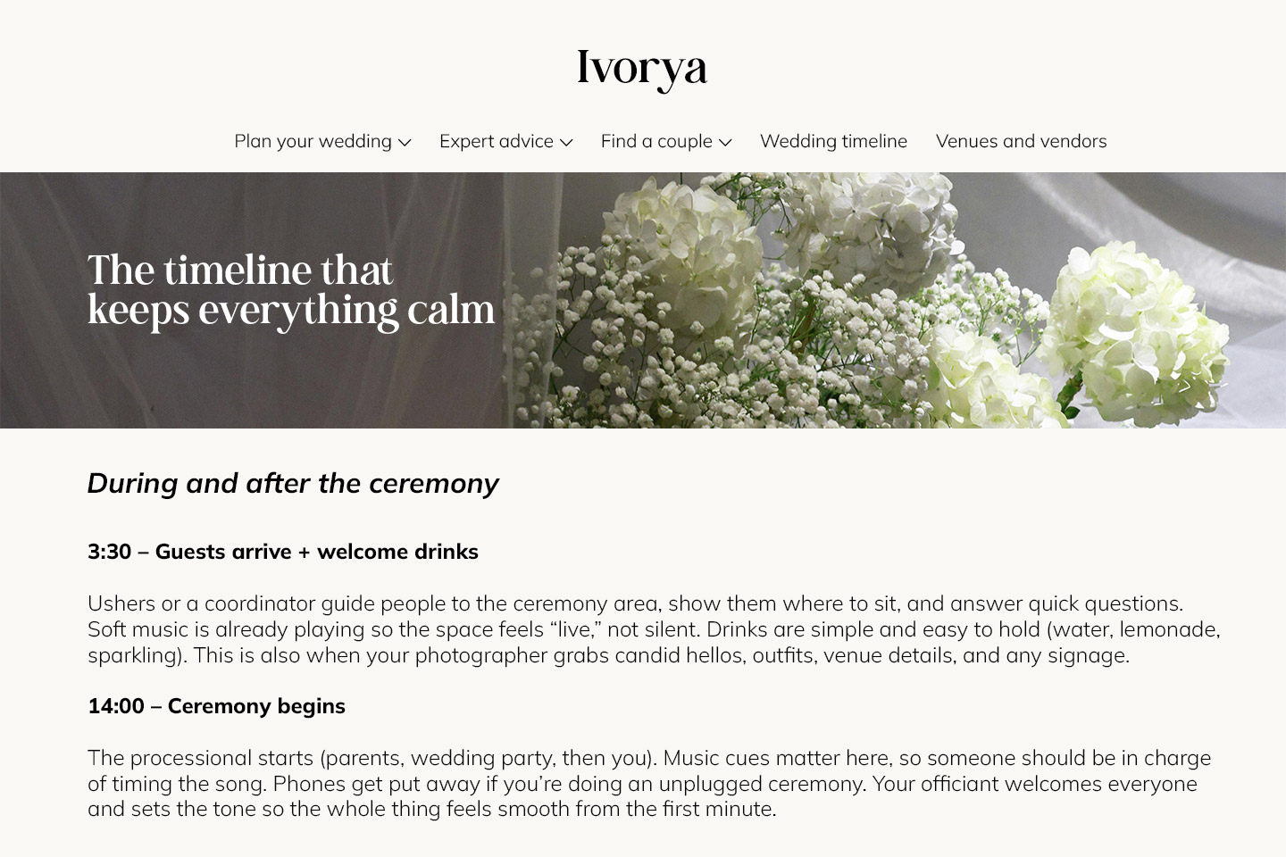 Wedding day timeline